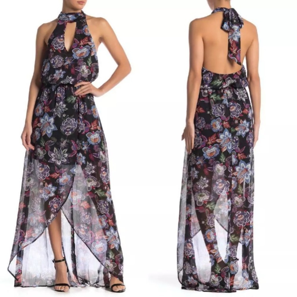 Show Me Your Mumu Karolina Collar Halter Maxi Dress - in City Nights Glimmer - Picture 1 of 14